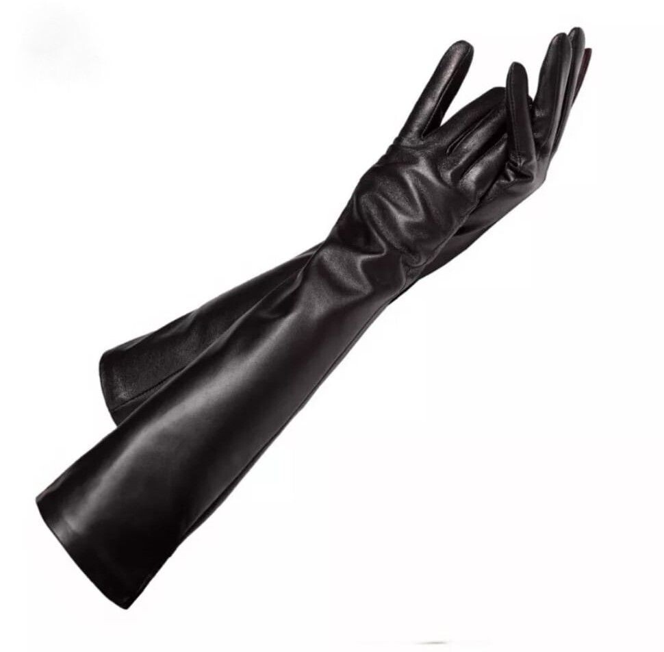 Guantes largos piel negros