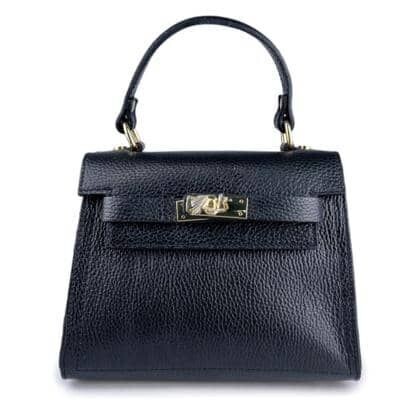 Bolso de Piel Negro  con correa para cruzar. Tamaño 23 Ancho X 16 cm Alto