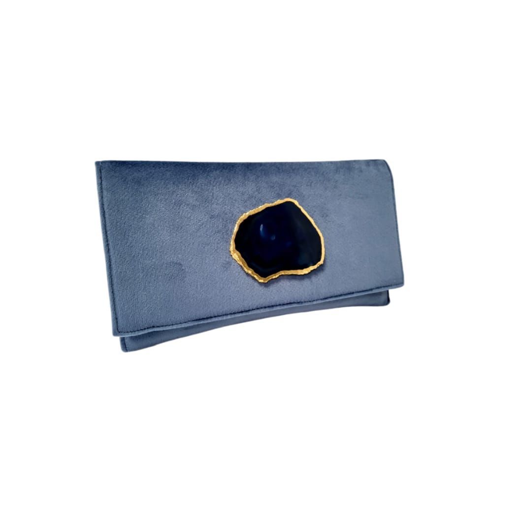 Cartera / Bolso Terciopelo 16 X 30 Color Azul