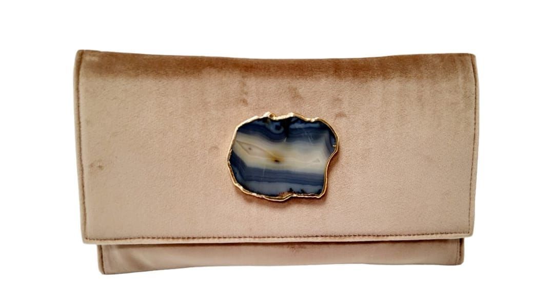Cartera / Bolso Terciopelo 16 X 30 color camel