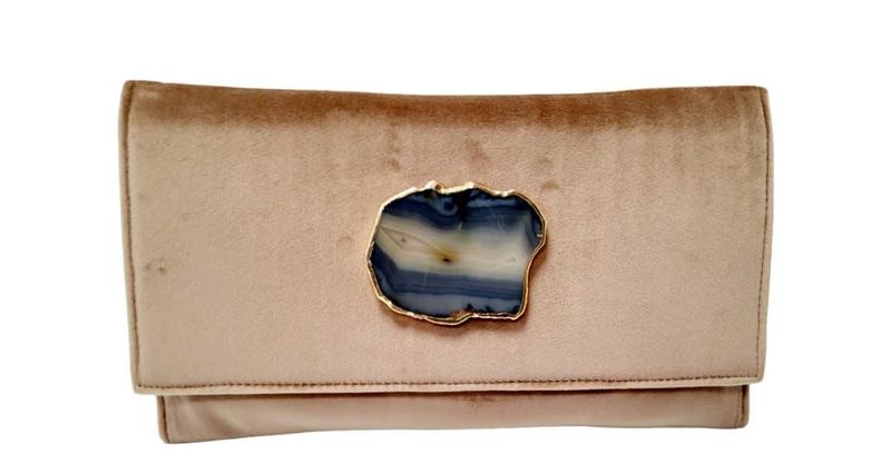 Cartera / Bolso Terciopelo 16 X 30 color camel