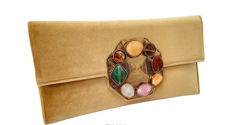 Cartera/Bolso Terciopelo Amarillo 16X30