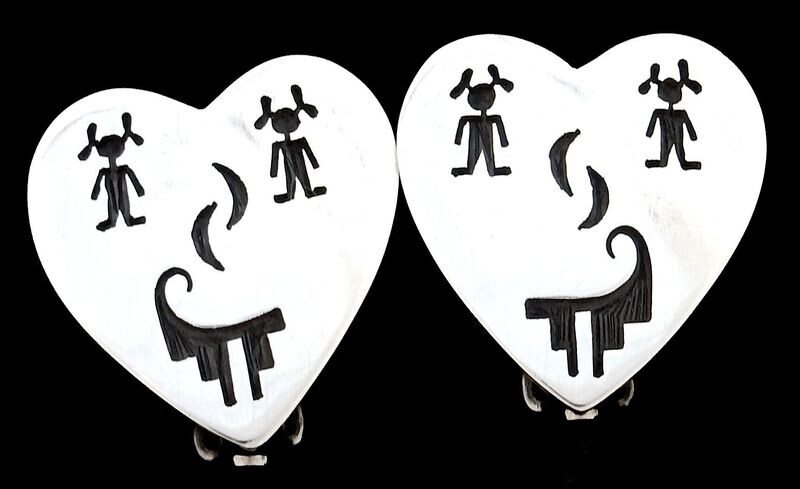 Hearts with Children, Friendship Marks Clip On Earrings