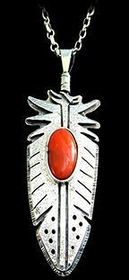 Feather Pendant with Coral