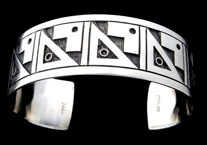 Native American Hopi Indian Silver Overlay Bracelets Native American Hopi Indian Silver Overlay Bracelets