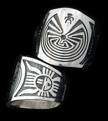 Size 13 Tapered Ring Man in the Maze Design