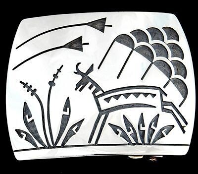 Antelope in a Storm Design Buckle