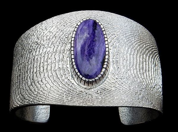 Cast Silver Bracelet with Charoite