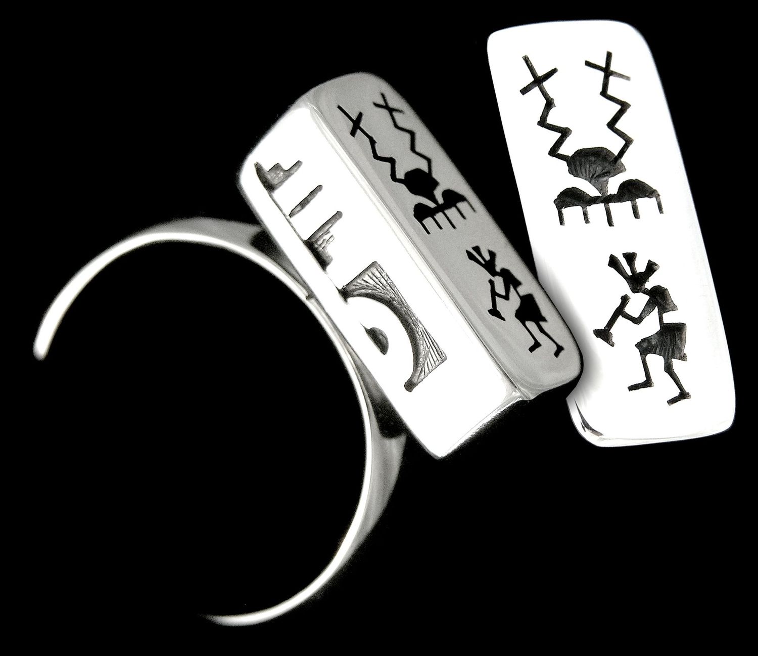 Rain Cloud with Kokopelli 3-D Box Ring Size 9