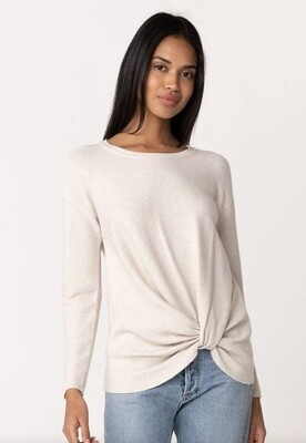 I-50635K-PJL-NW-1 Lovestitch ls waffle knit front knot sweater