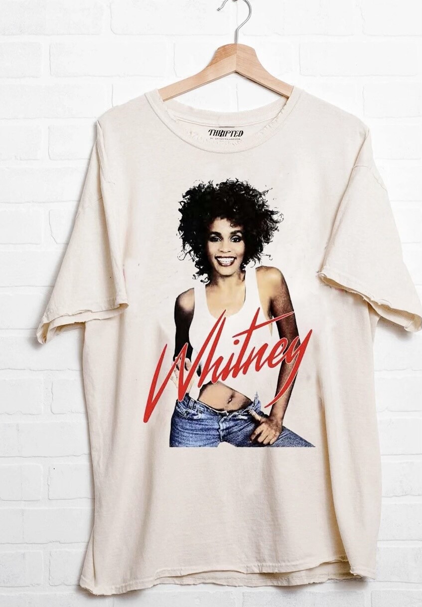M2715 Livy Lu Whitney Houston Portrait Thrifted Tee, Colour: Off White, Size: S