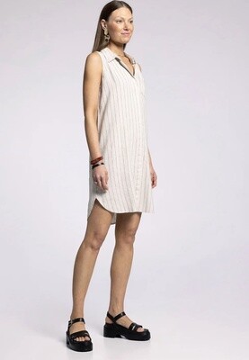D1059LRTS T&amp;S collared button up, front pocket sleeveless dress
