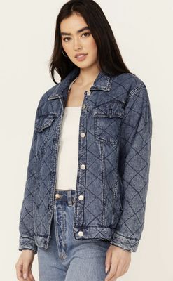 Quilted blue jean jacket. Elan JK8169