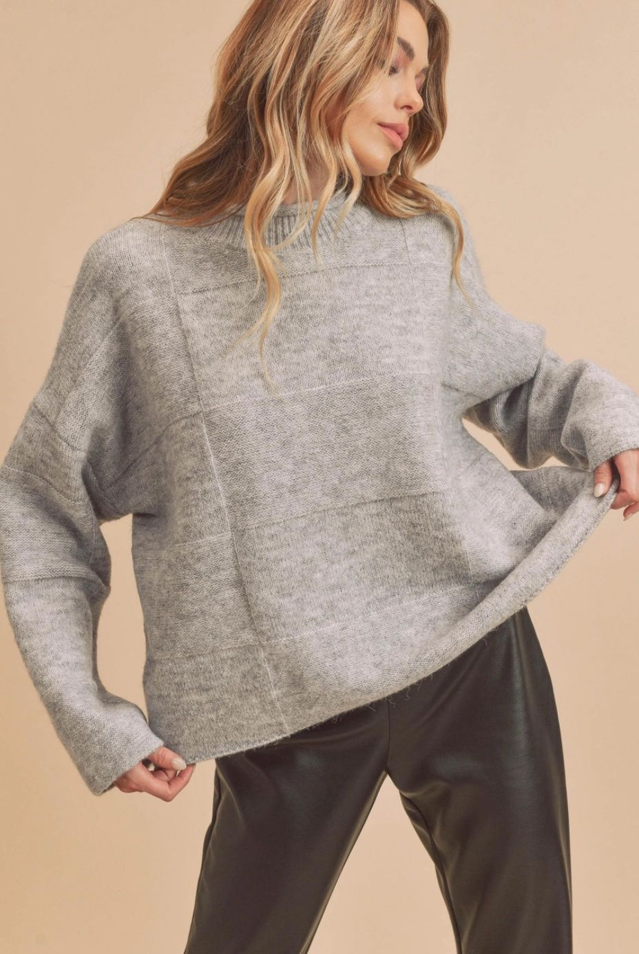 Ryleigh monotone square rolled neck sweater   A+C 334BK