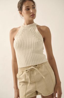 Rib knit halter racerback sweater tank Promesa UTC0410