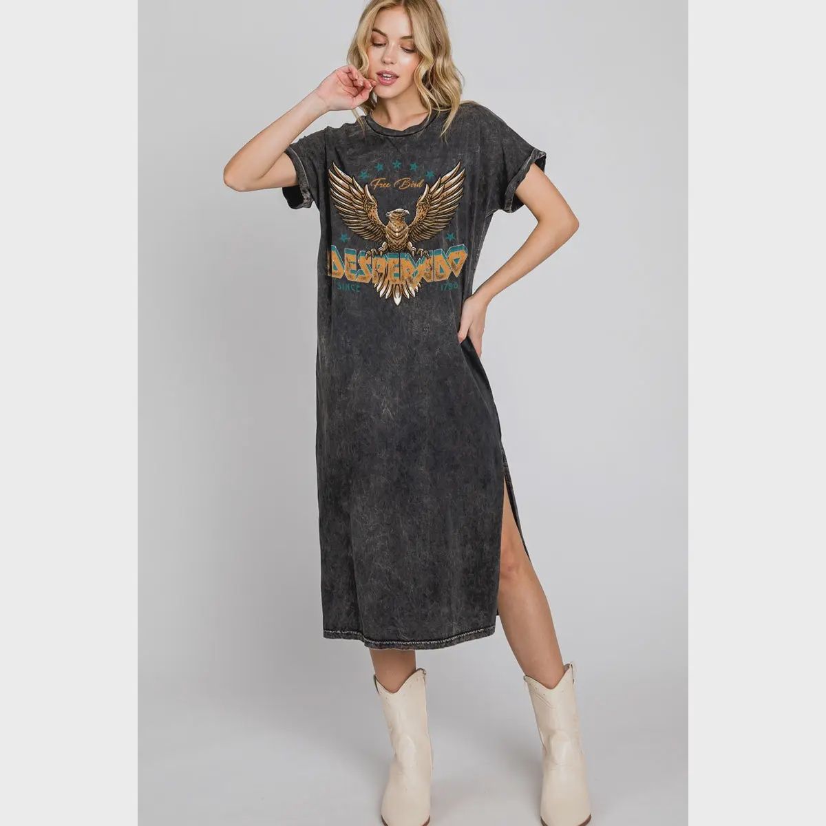 Desperado Eagle mineral graphic ss dress HRTandLUV