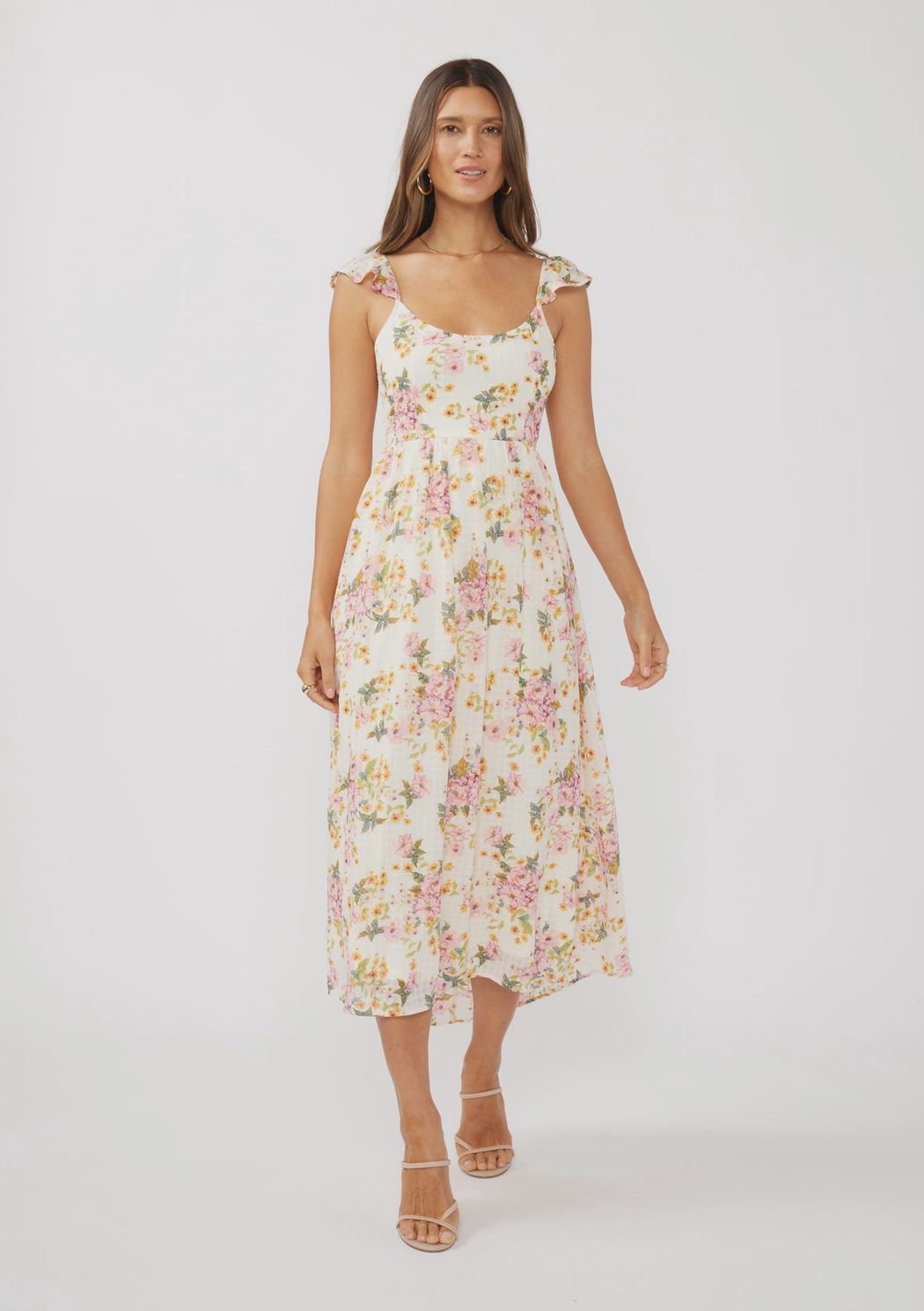 flutter slv floral print midi drs i-73213wl lovestitch