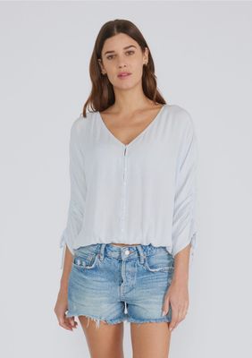 ruched dolman slv button frnt top I-10767w lovestitch