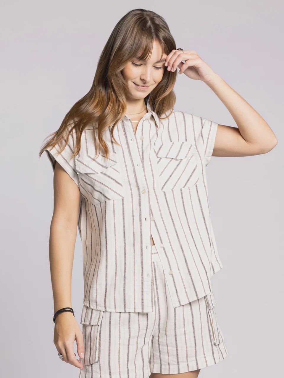 Darana 2 pocket ss collared button up T&amp;S T3663LRTS