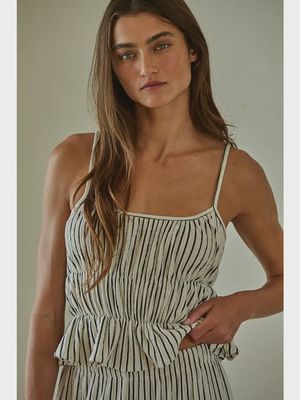 Striped  tiered cami crop top BT L7986