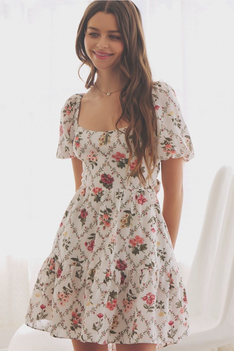 floral s/s db tie back dress mustard seed s25360ugj