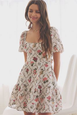 floral s/s db tie back dress mustard seed s25360ugj