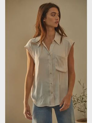 sleeveless collared button up one front pocket BT L6405
