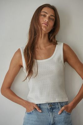 pointelle detail scoop neck tank top BT L8635