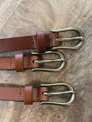 Tan skinny leather belt