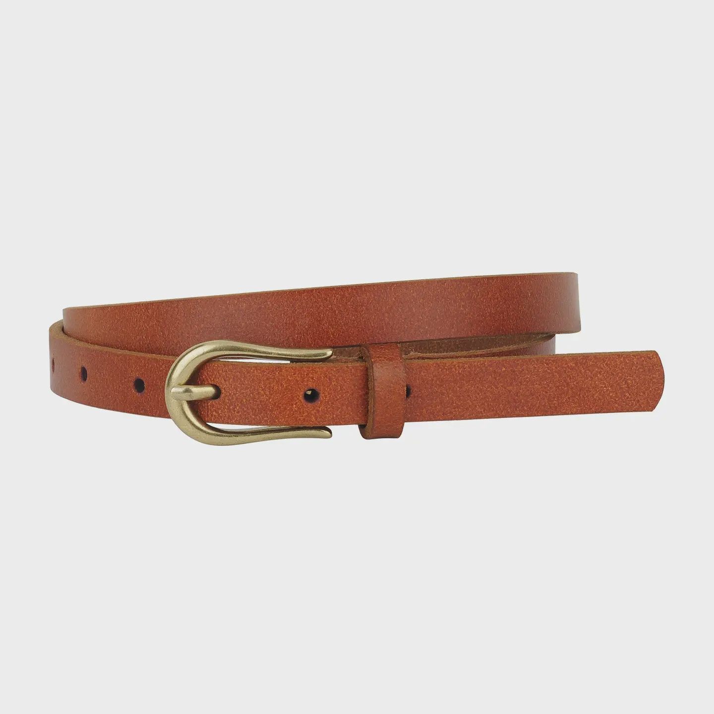 Tan skinny leather belt