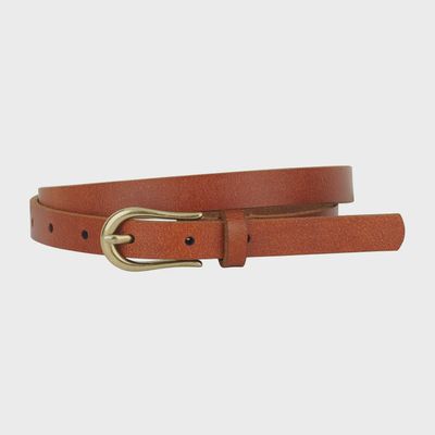 Tan skinny leather belt