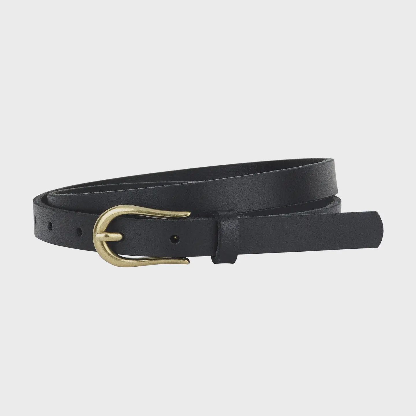 black skinny leather belt