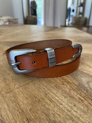 Tan thin leather embellished belt