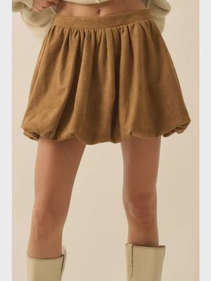Faux suede bubble mini skirt