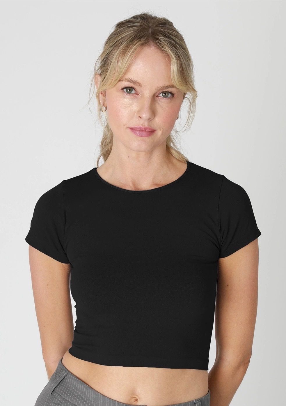Niki Biki jersey crew neck crop tee
