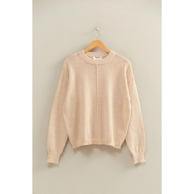 Long Sleeve Front Detail/ Ribbed Collar Sweater