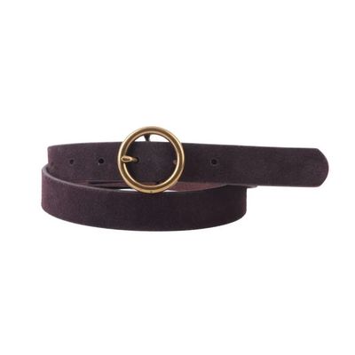 Chocolate Suede Circle Buckle Belt
