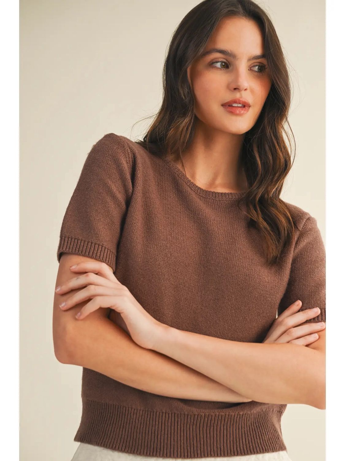 Short Sleeve Crew Neck Sweater