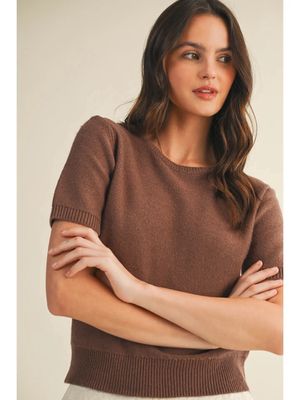 Short Sleeve Crew Neck Sweater