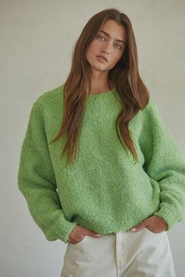 Thick knit drop shoulder ls textured sweater