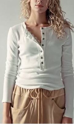 ls ribbed henley 7 button front back seam