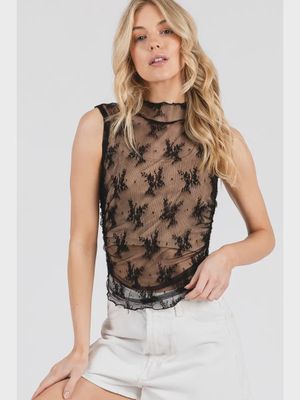 Floral lace muscle tee