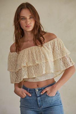 lace ruffle off the shoulder top