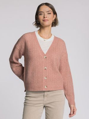 Amour V-Neck L/S Button-Up Knit Cardigan