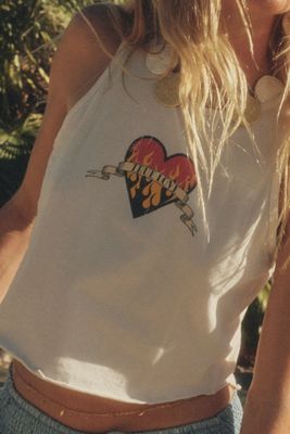 True Love fire heart lettuce hem tank