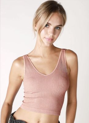 Niki Biki V neck ribbed crop top