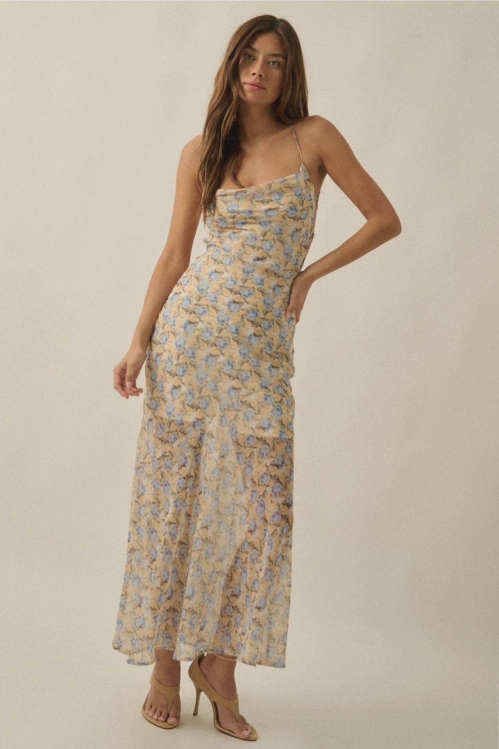 Floral Maxi With Low Open Lace Up Back