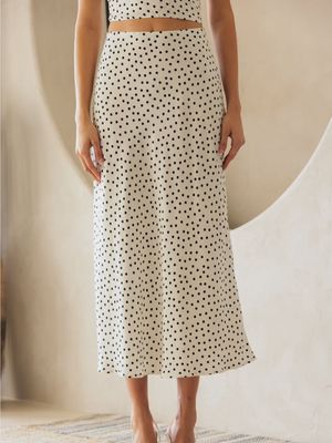 Polka Dot Midi Skirt With High Waist