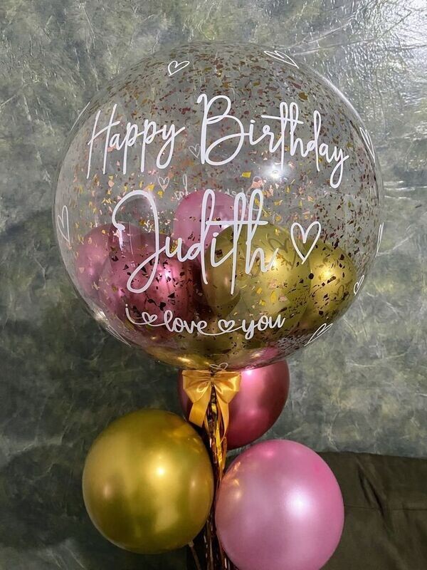 GLOBO BURBUJA CON GLOBOS DENTRO PERSONALIZADA