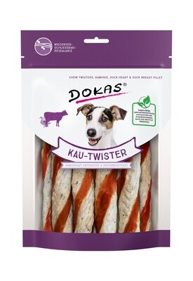 Dokas Dog Snack Kau-Twister Rinderhaut, Ente 200g
